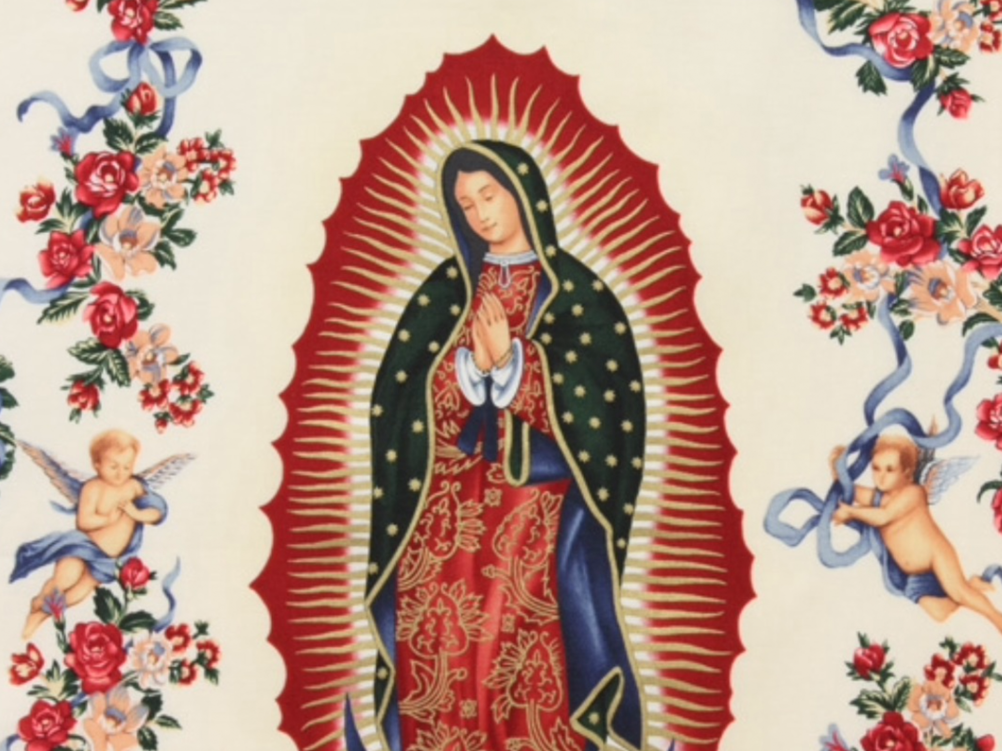 Our Lady Saint Mexico Virgin Of Guadalupe Flowers Floral Cream