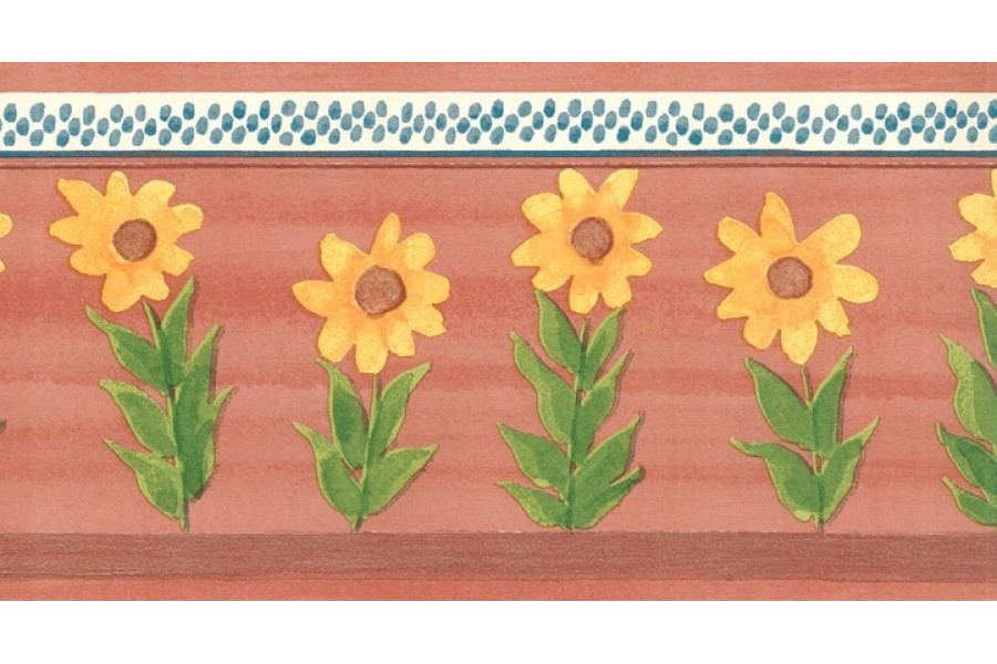Old Rose Sunflower Wallpaper Border