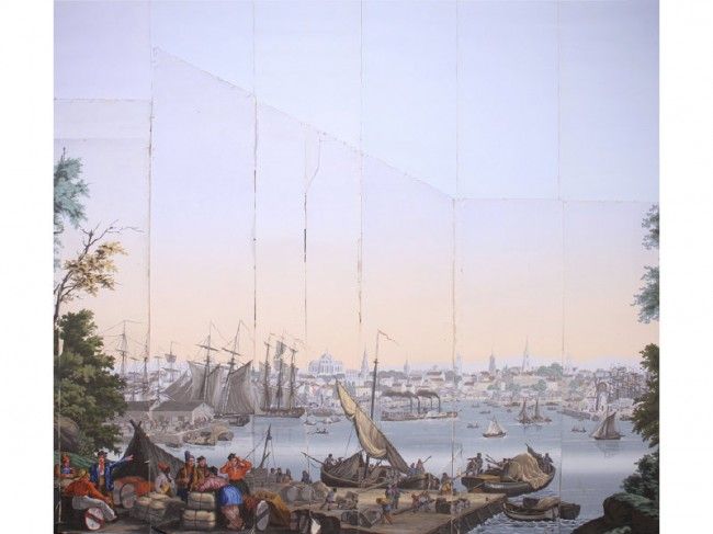 Scenic Papers 19c French Zuber Boston Harbor Wallpaper