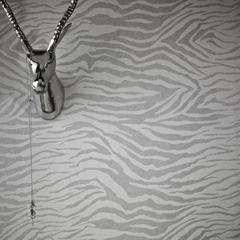 Zebra Silver Glitter Wallpaper By Graham And Brown