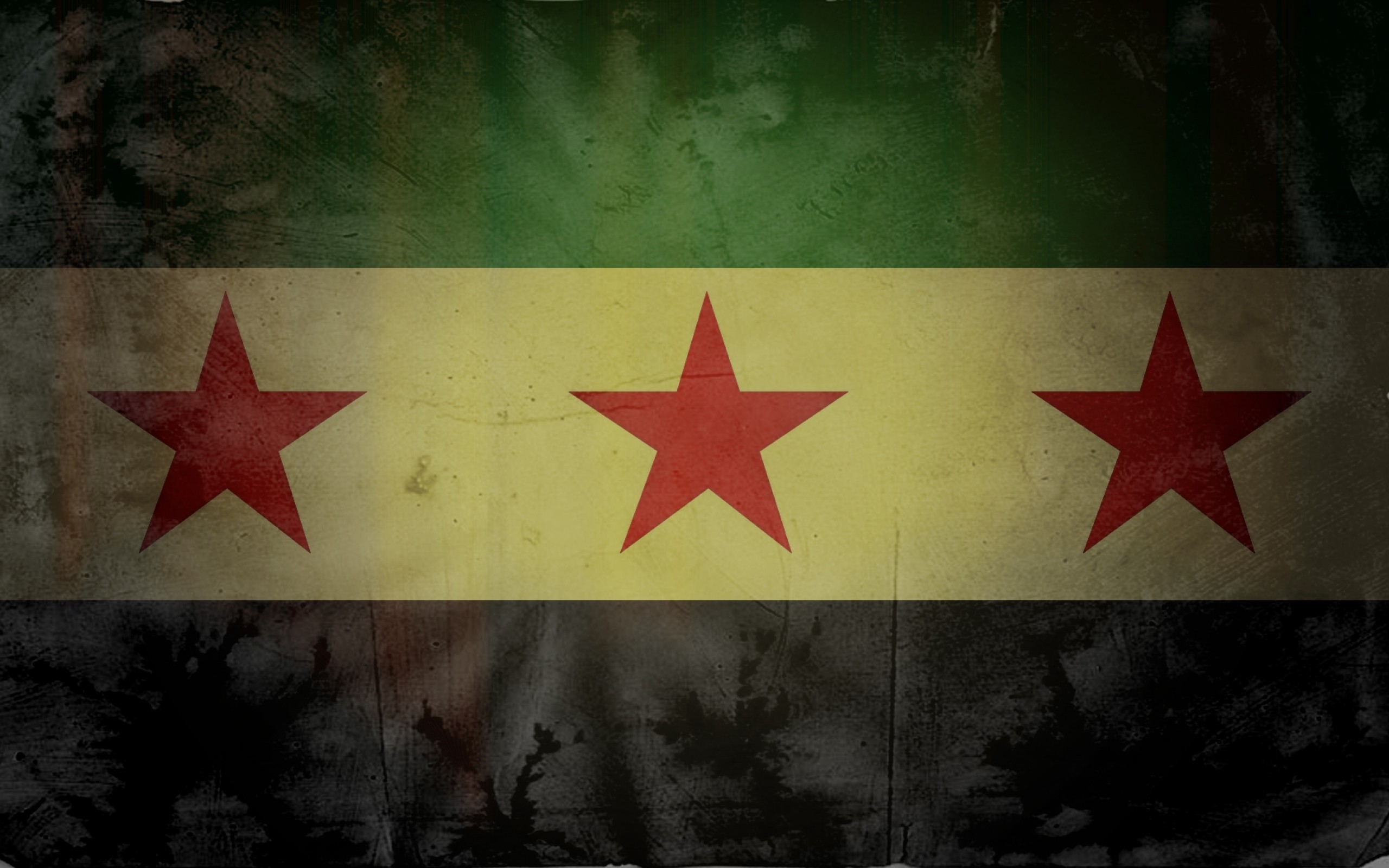 Grunge textured flag of Syria with three red stars