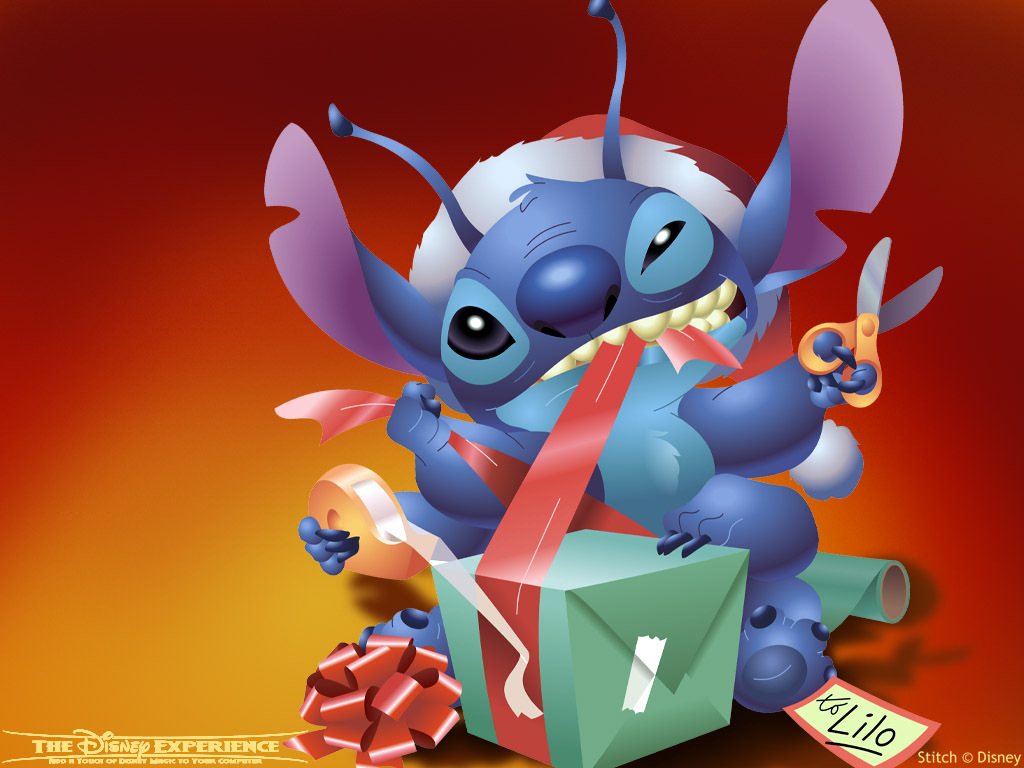 Stitch Wrapping Present   Lilo Stitch Wallpaper 2294525