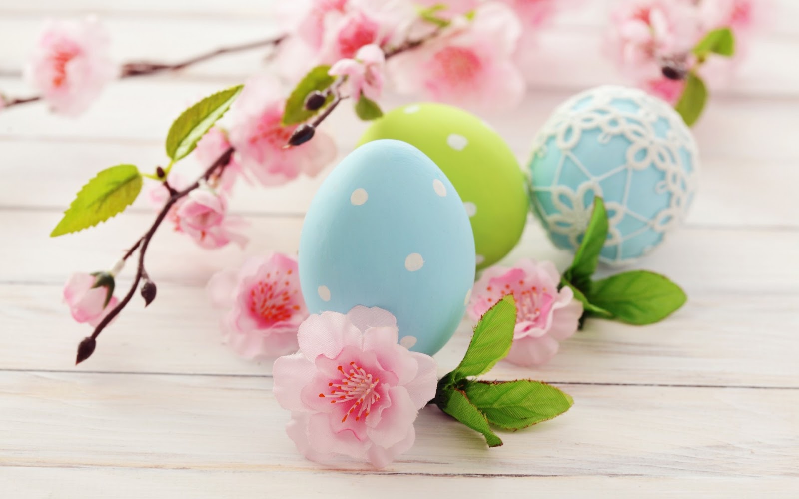 Easter Eggs With Pink Flower Branch Mystery Wallpaper