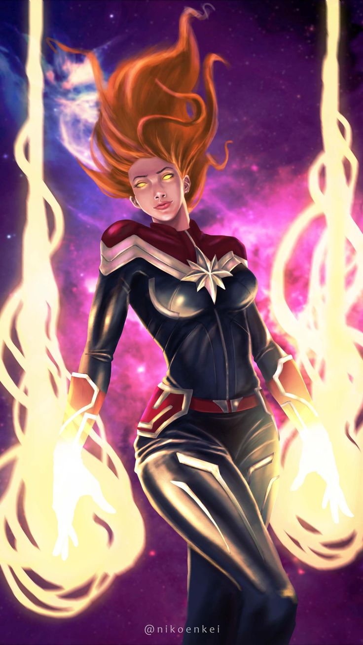 Captain Marvel Movie Action Art iPhone Wallpaper