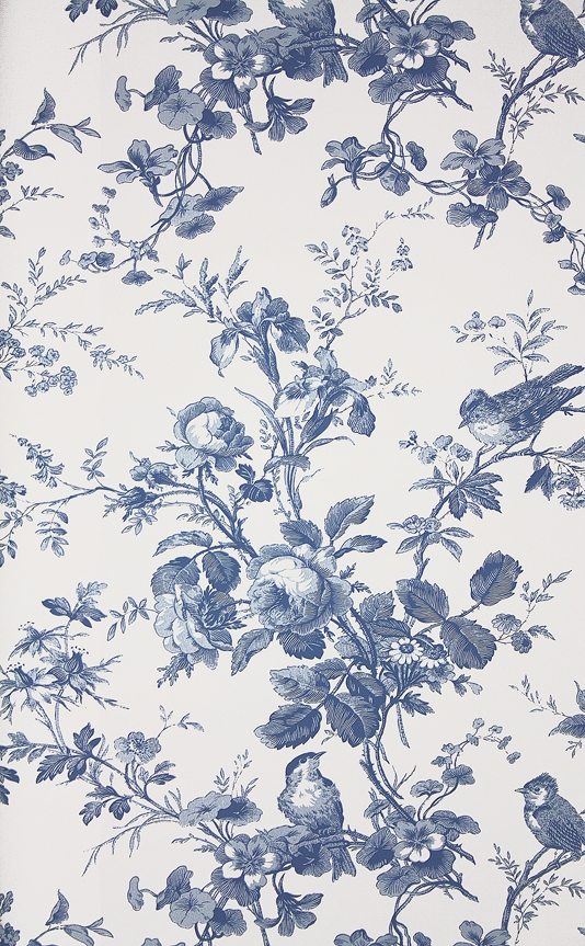 Isabelle Floral Toile Wallpaper A floral toile wallpaper featuring