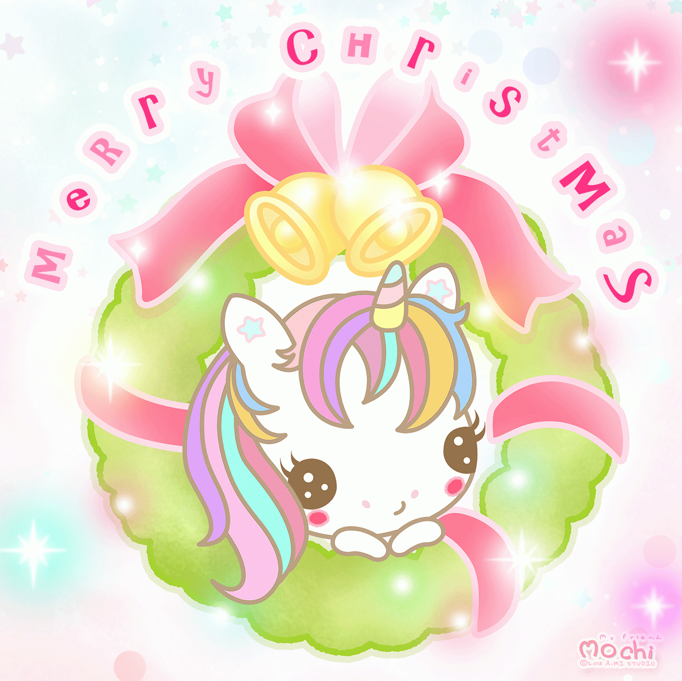 Cute Merry Christmas and Kawaii Merry Christmas Unicorn