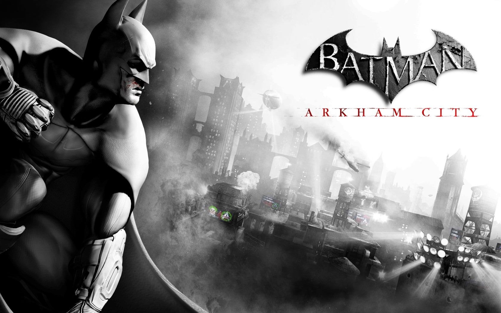 Batman arkham city City Character Name Bat Black and white