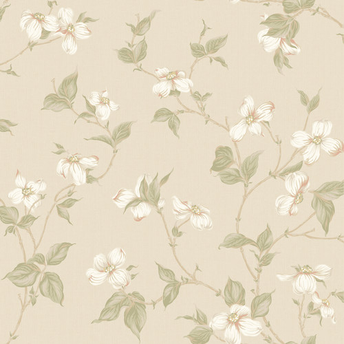 York Wallcoverings Royal Cottage Dogwood Floral Bontanical Wallpaper
