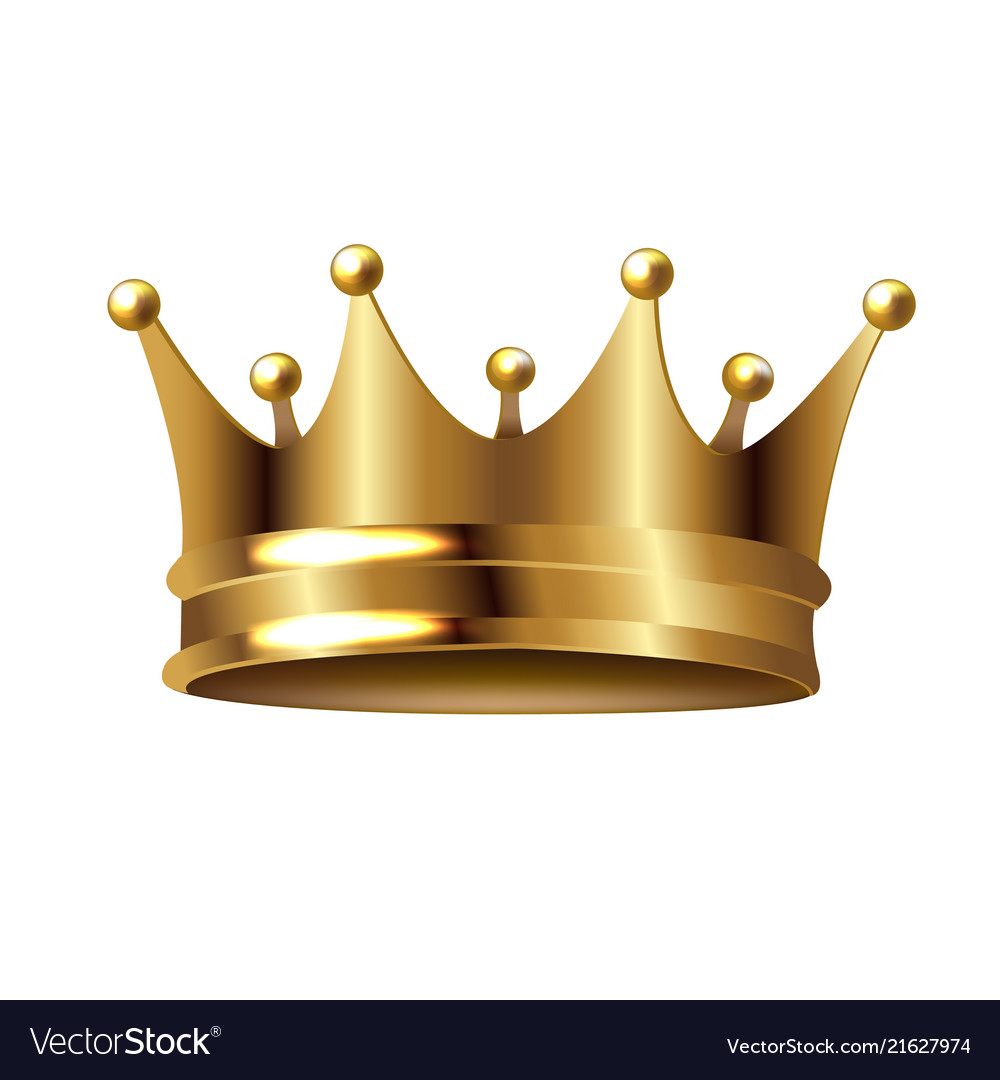 Golden Crown Isolated White Background Royalty Vector
