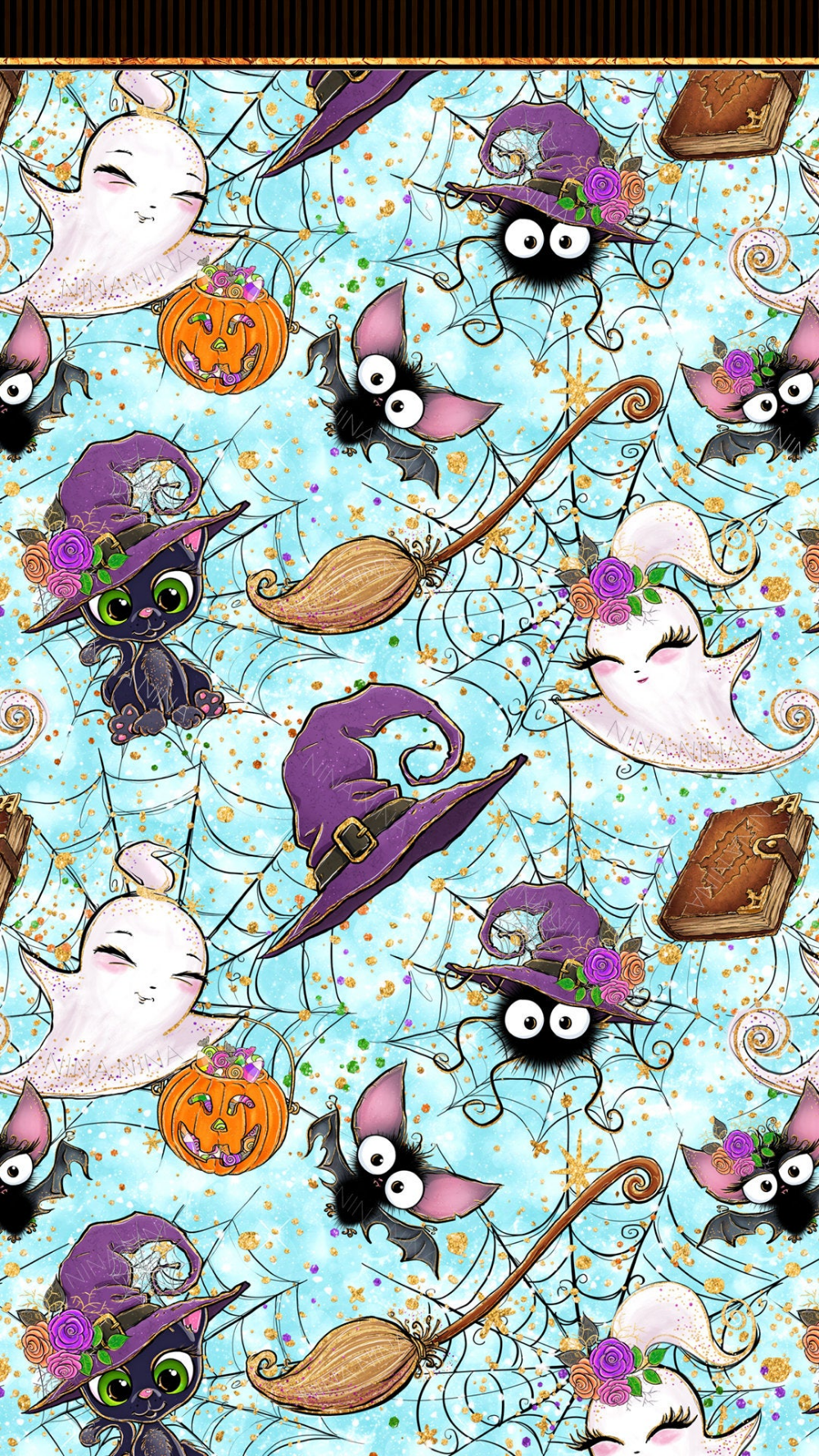 Cute Halloween Digital Papers Seamless Patterns