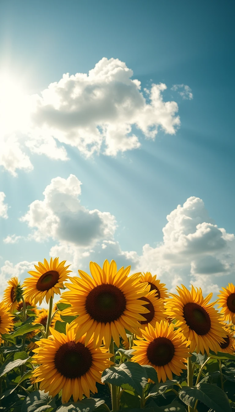 Clouds Sunflower Aesthetic Wallpaper
