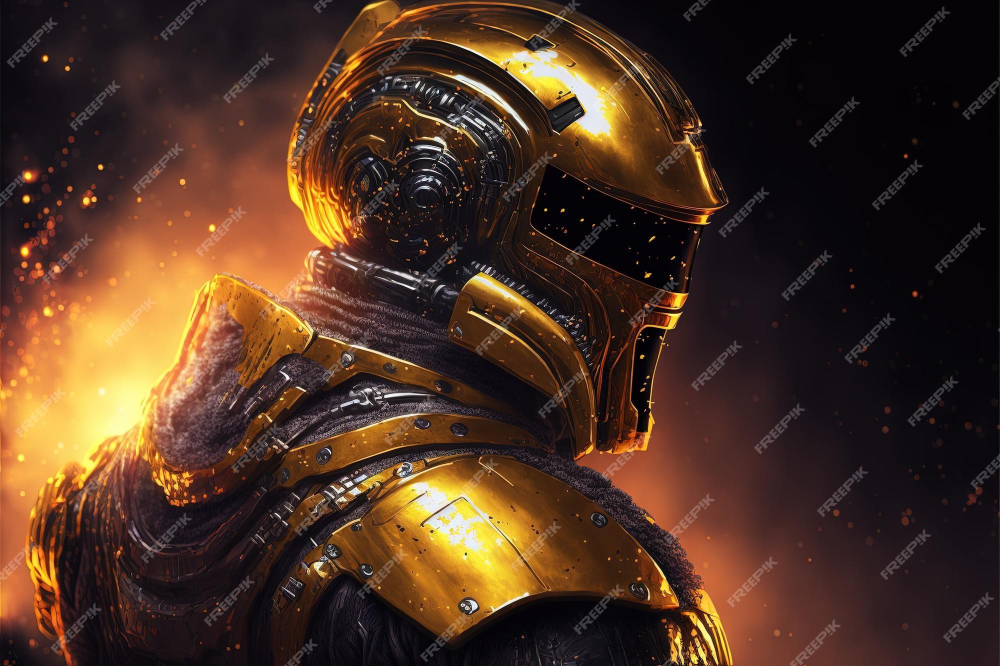 Premium Photo High Quality Picture Elite Space Soldier In Golden