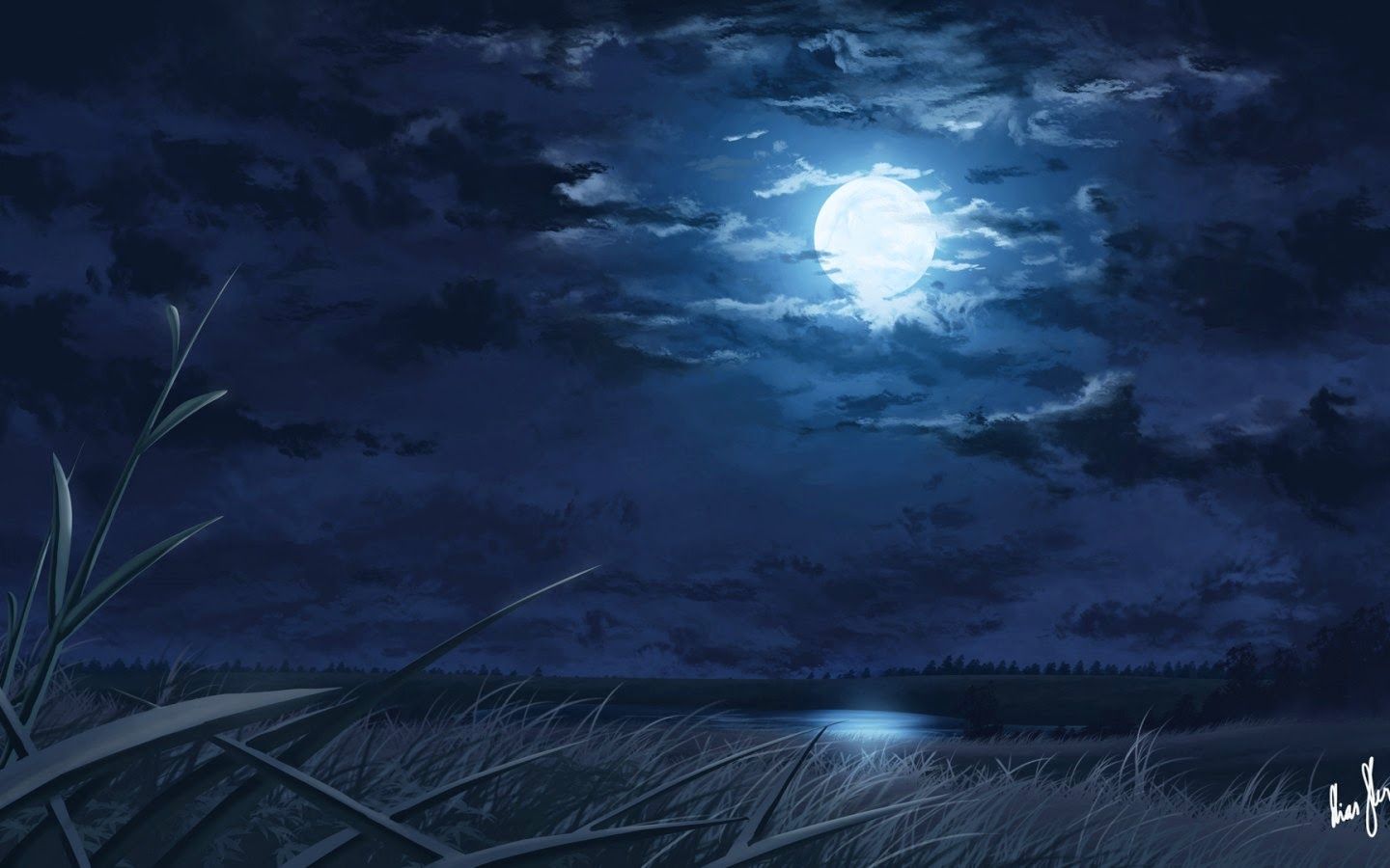 Moon digital drawings night art image 1440x900jpg   Moon light