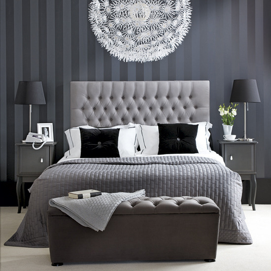 Elegant Grey and White Room Striped Wallpaper Unique Chandeleir