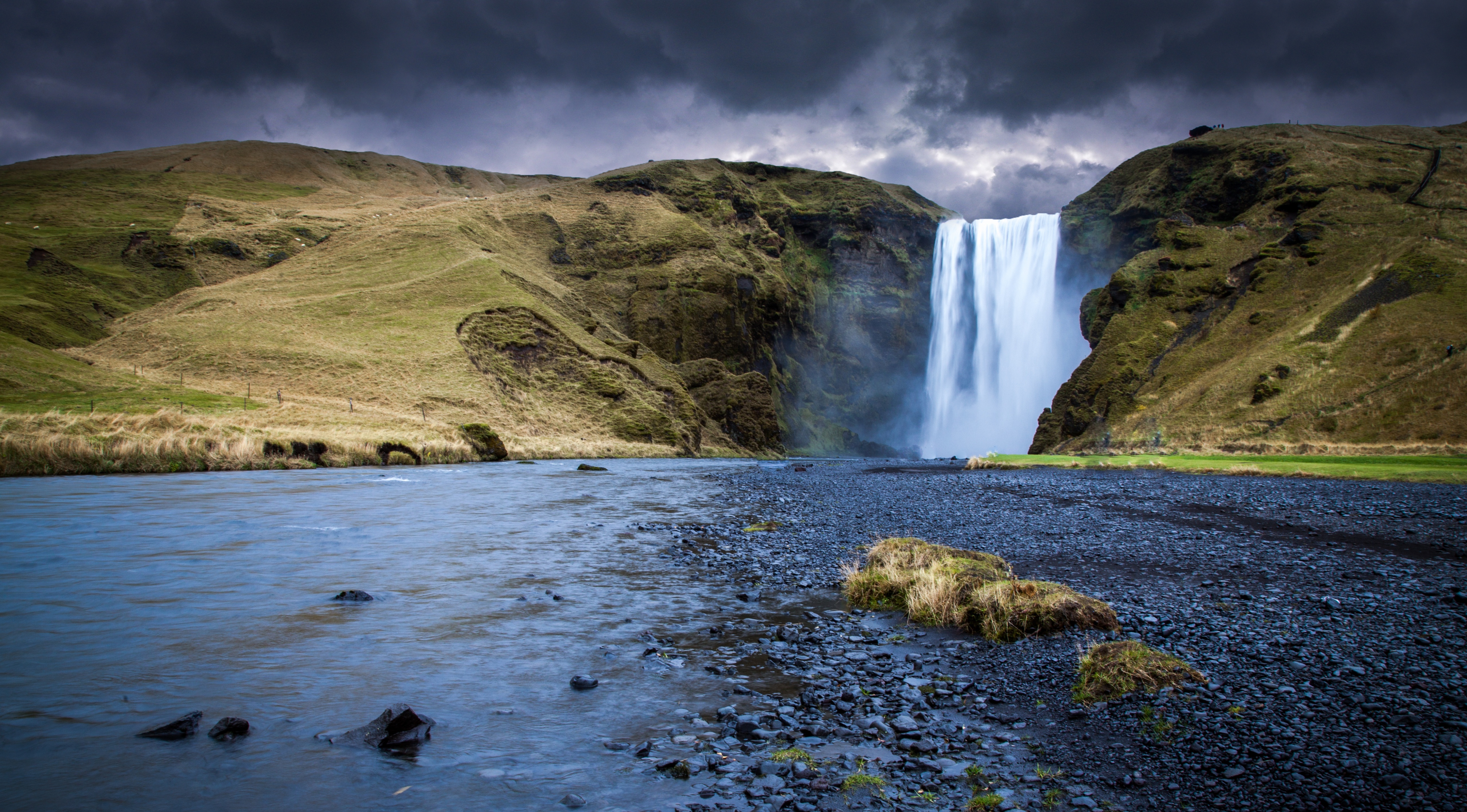 Skogafoss Waterfall   Iceland 4k Ultra HD Wallpaper Background 5120x2836