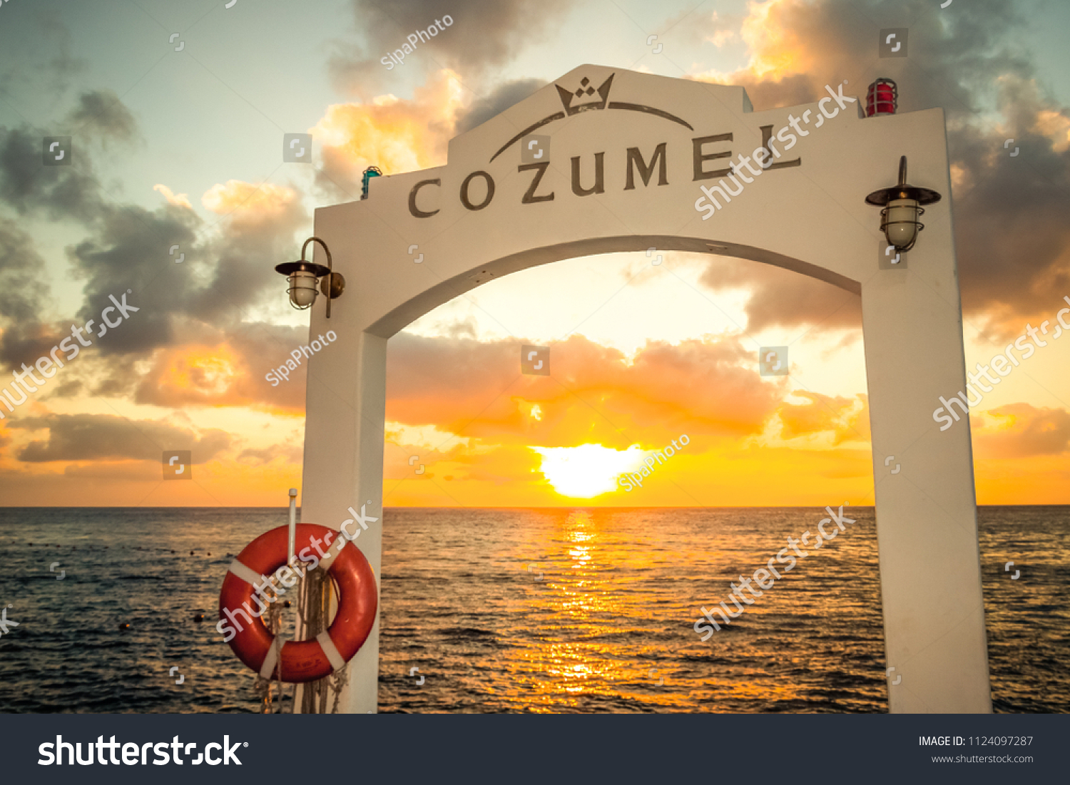 Pier On Cozumel Crusise Ship Background Stock Photo Edit Now