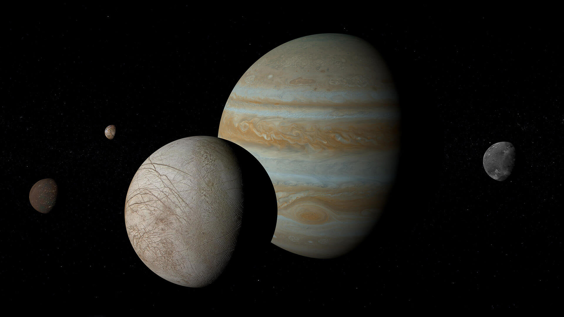 Jupiter And The Galilean Moons By Microsoft Wallpaper