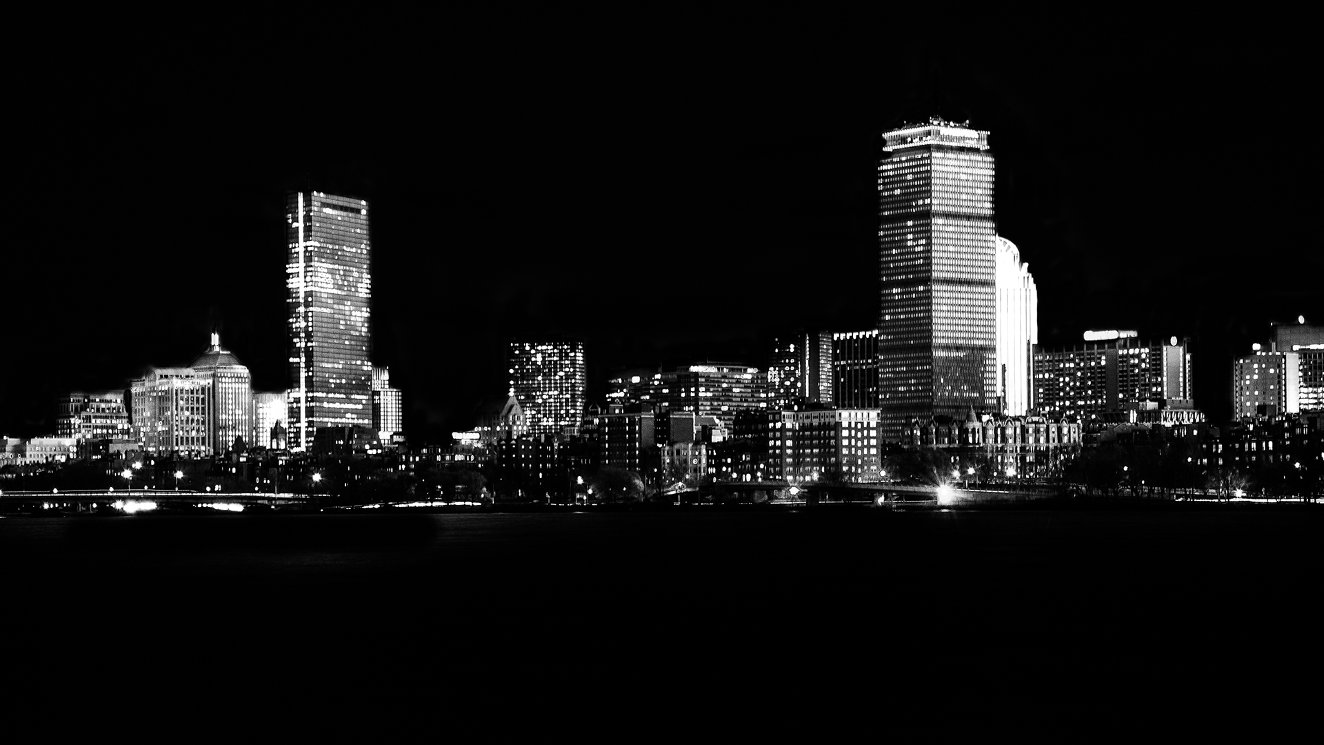 Black Boston Skyline Wallpaper