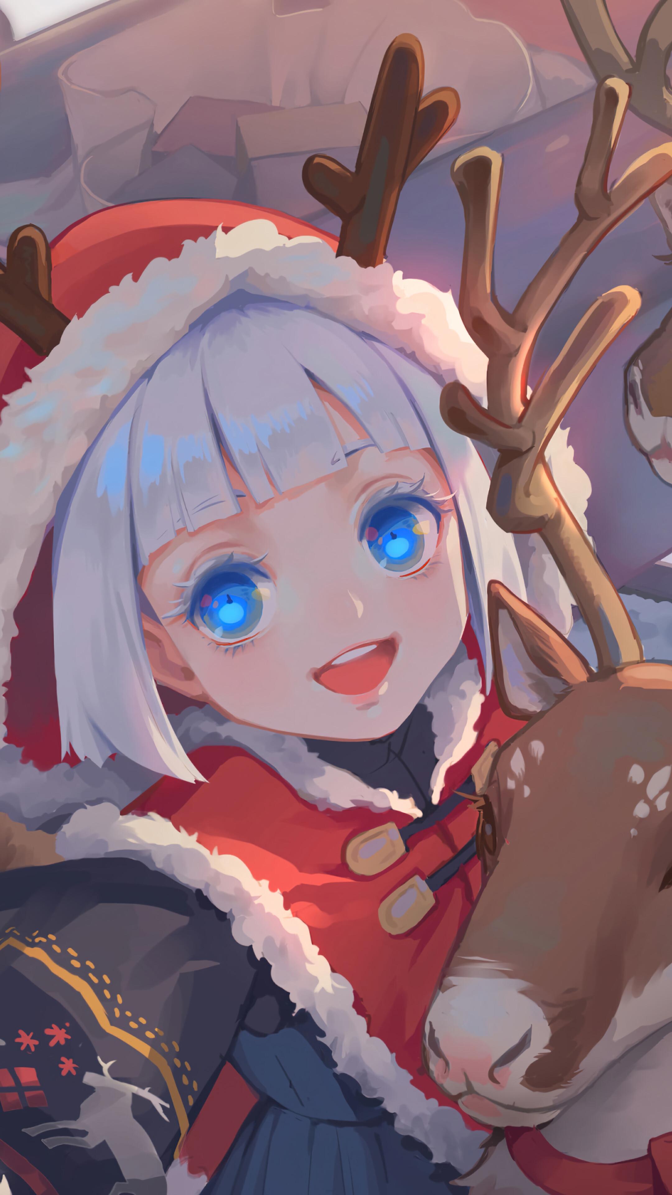 Anime Santa Girl Reindeer 4k Wallpaper iPhone HD Phone 6020h