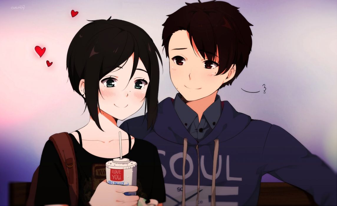 Free Download Anime Couple Love Cute Girl Boy Wallpaper 1575x964