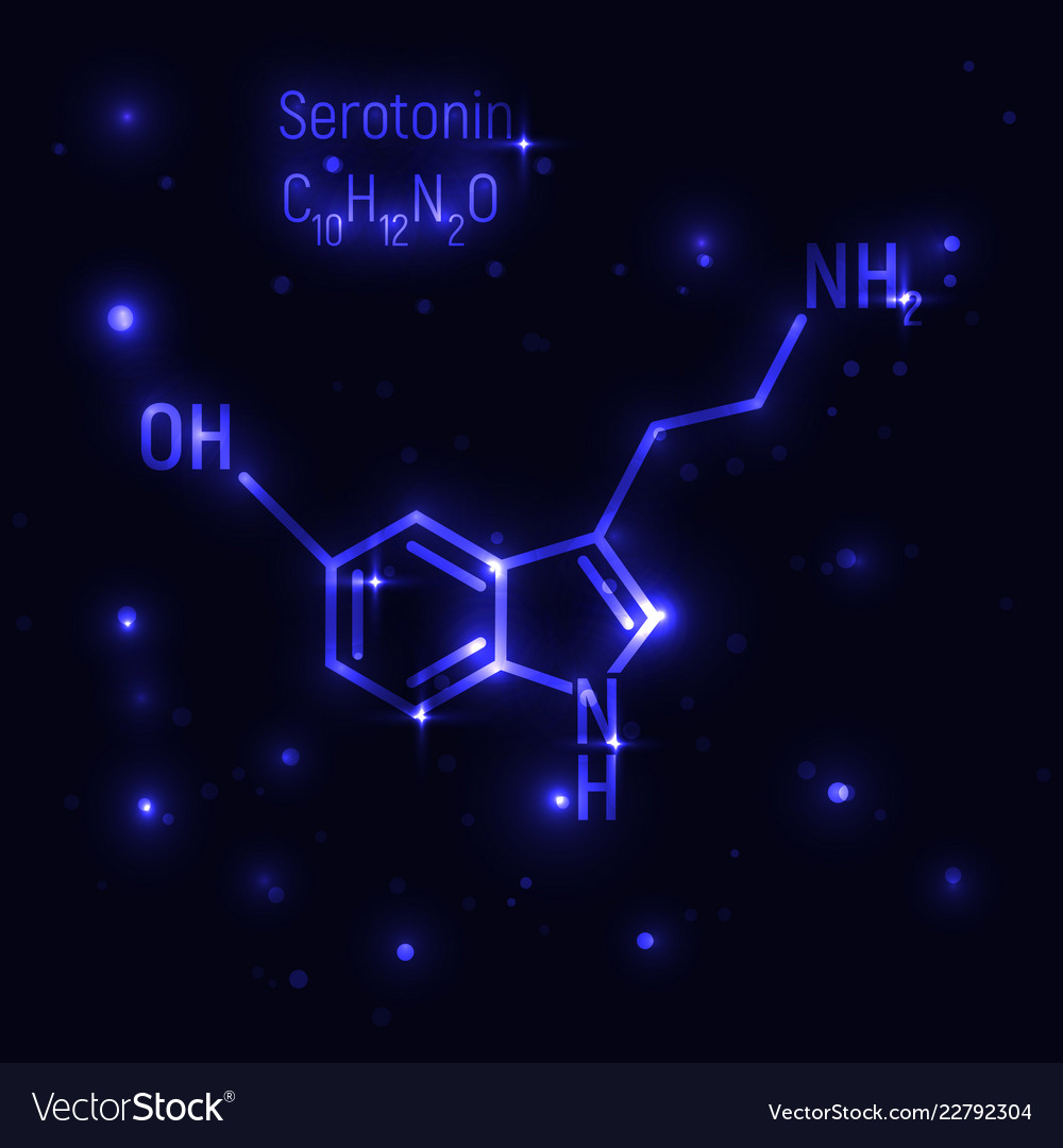 Serotonin Structure On Dark Blue Background Vector Image