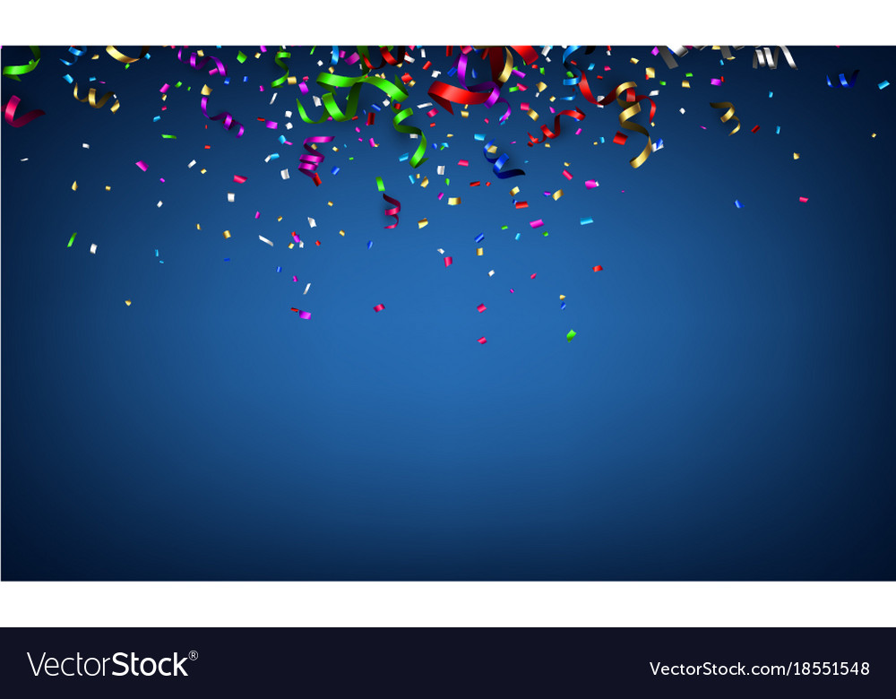 Blue Festive Background With Colorful Serpentine Vector Image