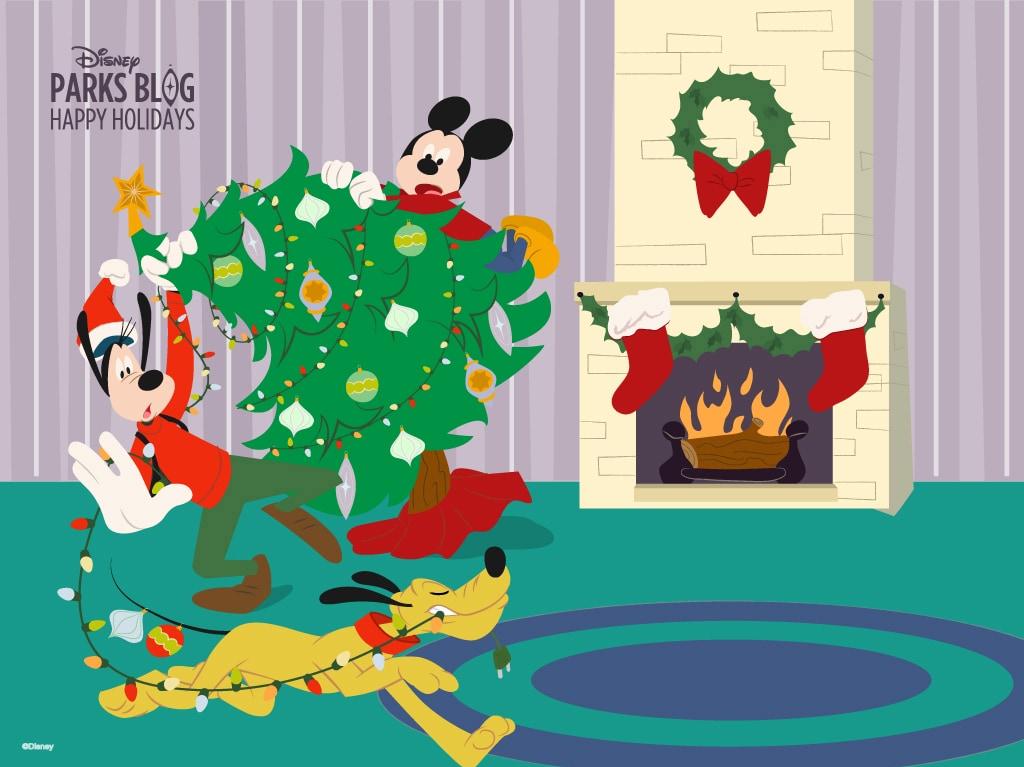 Our Happy Holidays Wallpaper Starring Mickey Goofy