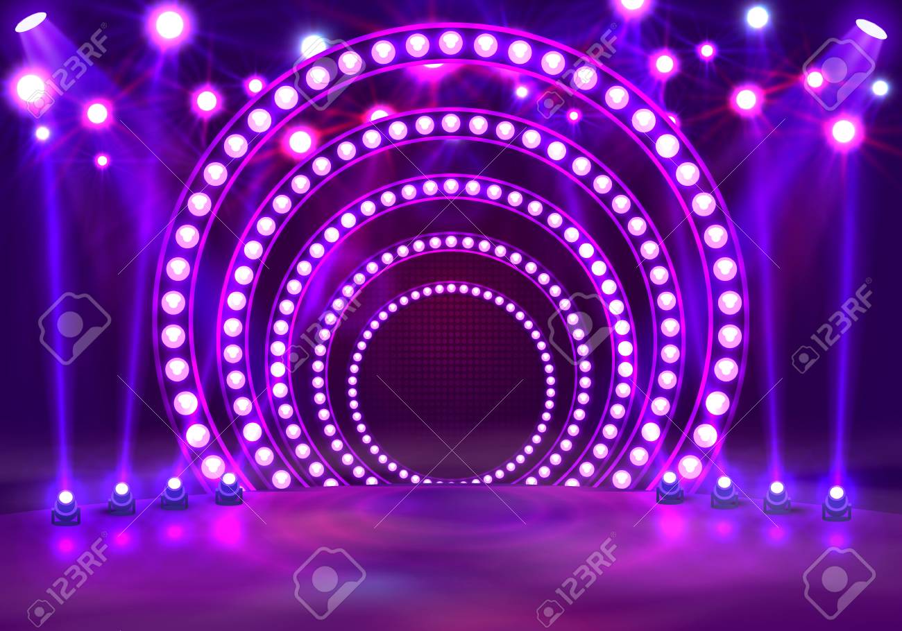 Show Light Podium Purple Background Vector Illustration Stock