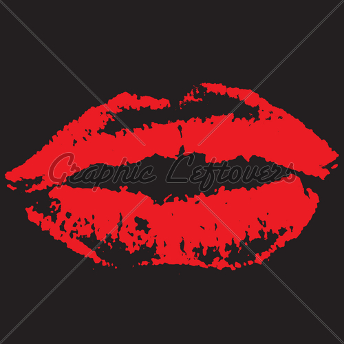 Red Lip Print Black Background Lipstick On