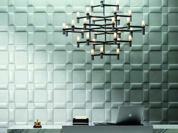 DecorationFaux Leather Wall Tiles With Antique Lamp Faux Leather Wall