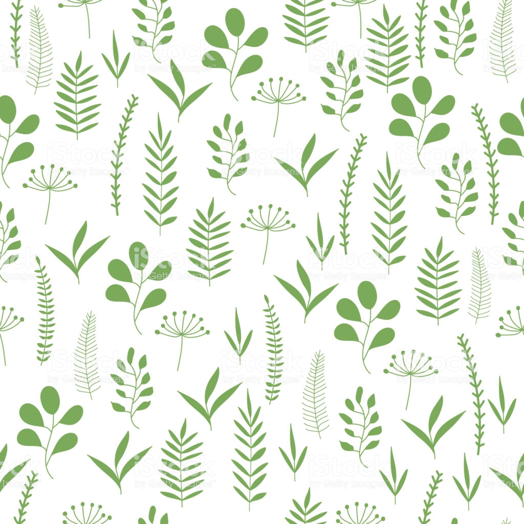 Green Herbs And Leaves Seamless Pattern Scandinavian Background