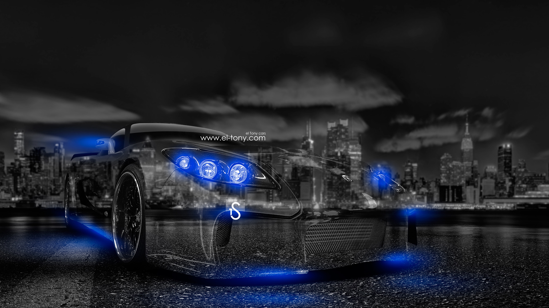 Mazda Rx7 Veilside Crystal City Car Blue Neon Design By Tony