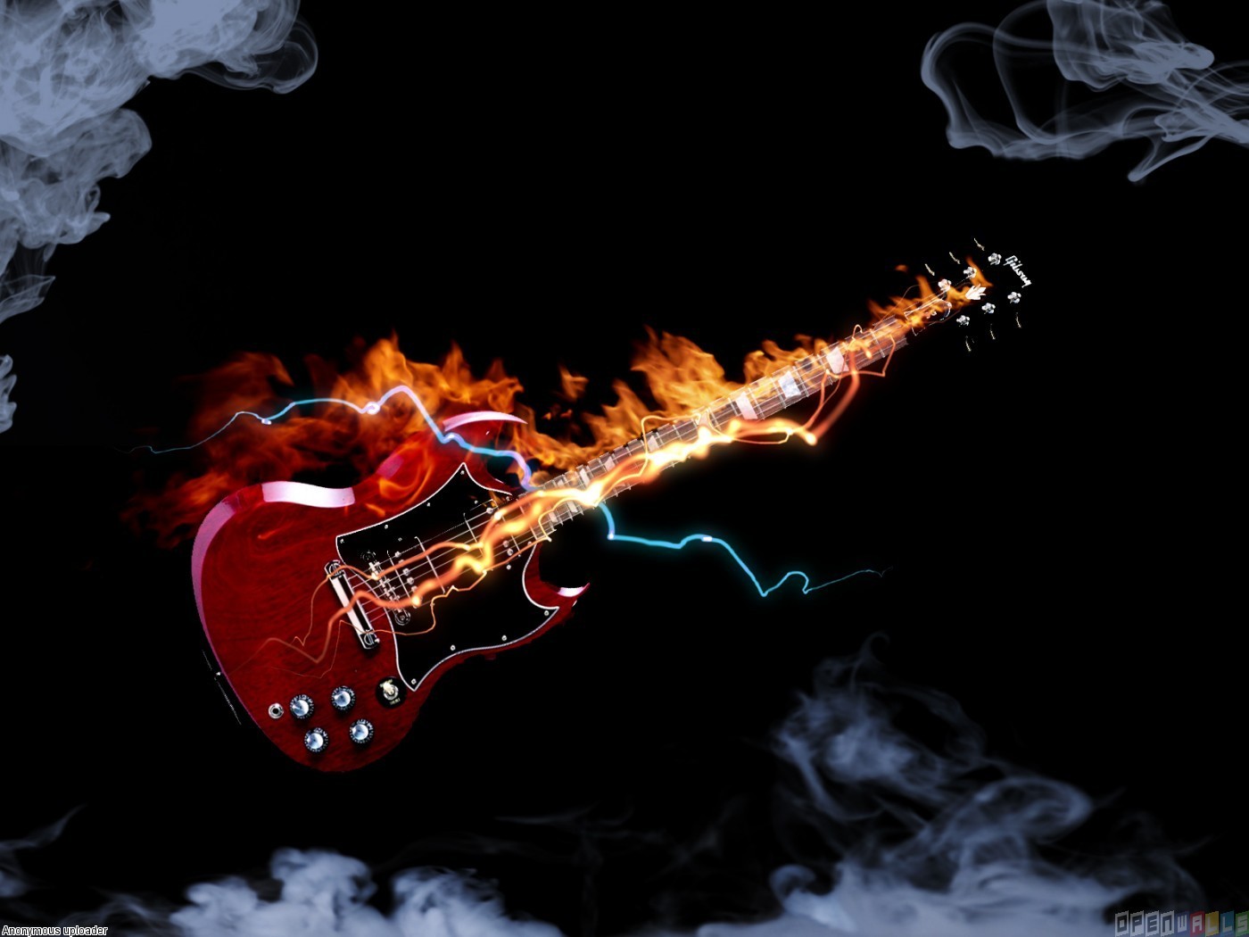 Guitar In Fire Wallpaper Open Walls