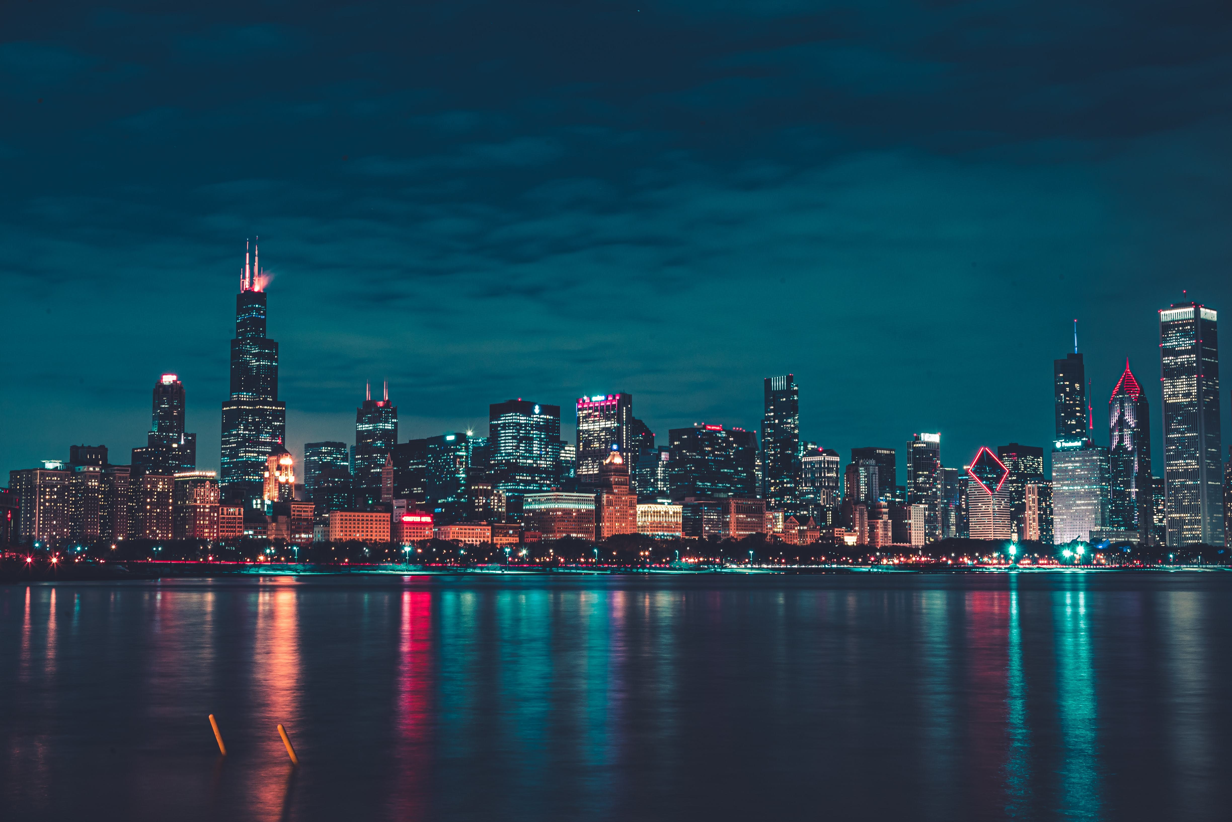 Chicago Wallpaper 4k Night City Lights Cityscape