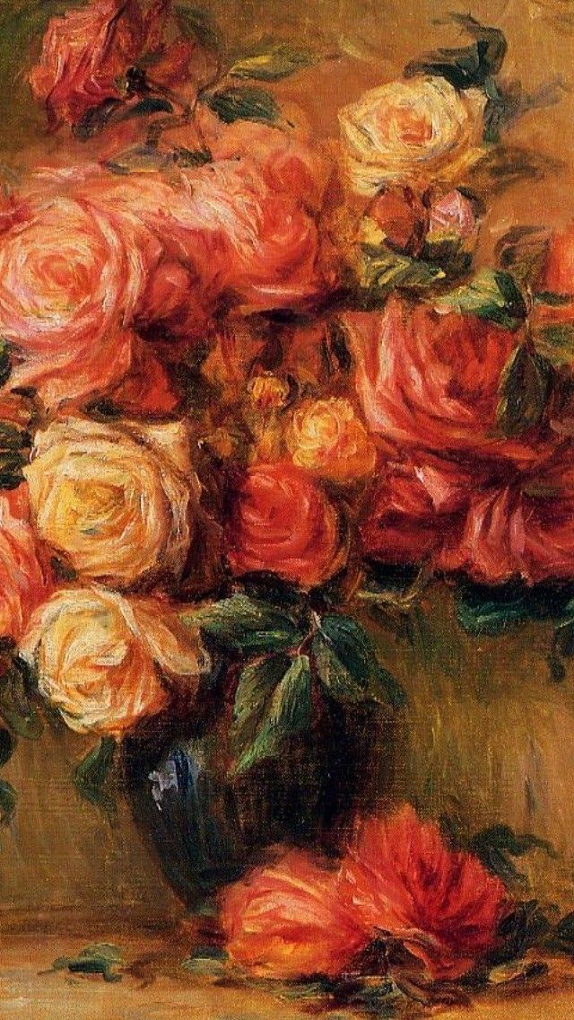 Flowers By Renoir Painting Phone Background Background