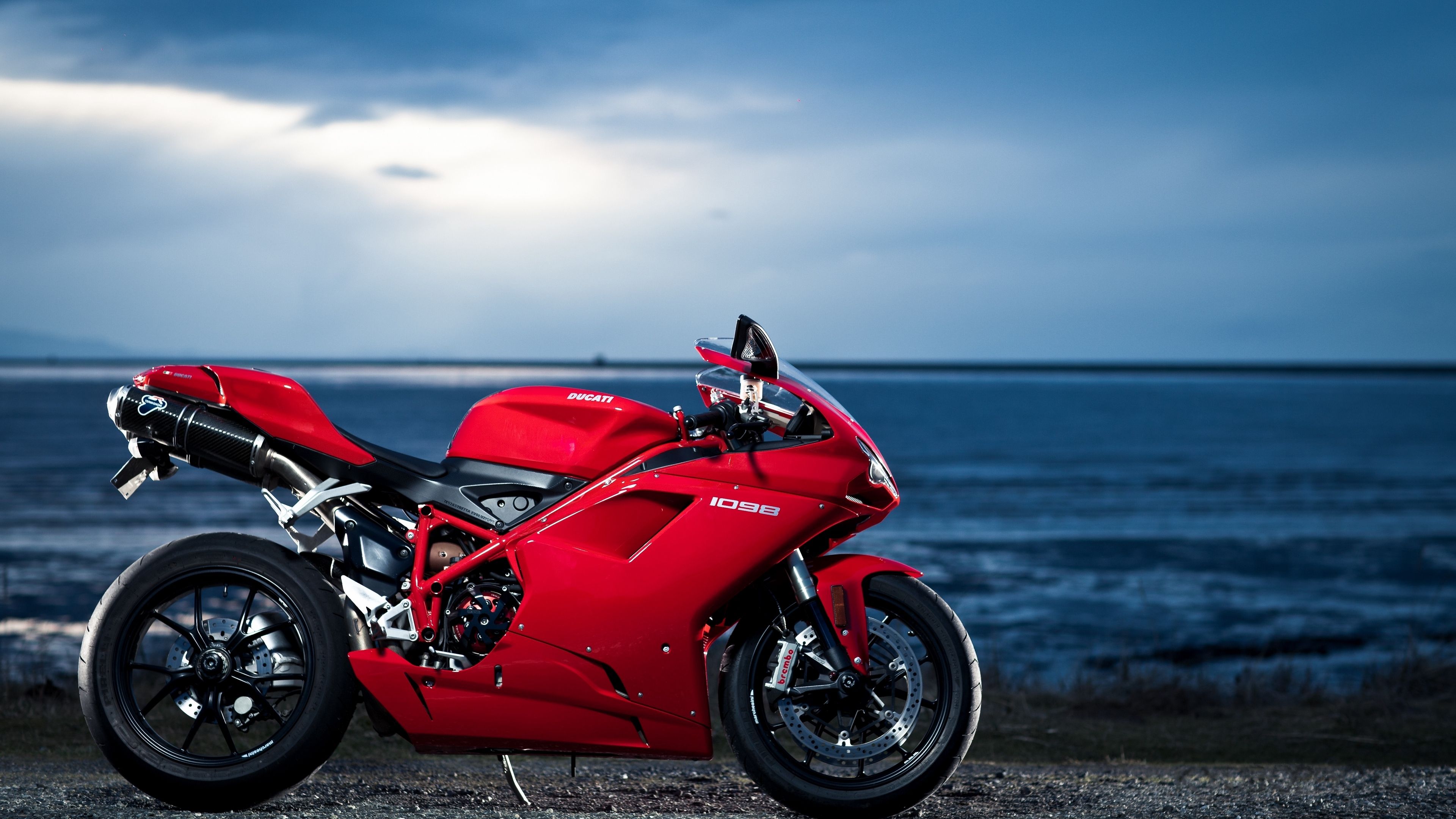 ducati 1098 motorcycle sea red 4k 4k HD Wallpapers Ducati