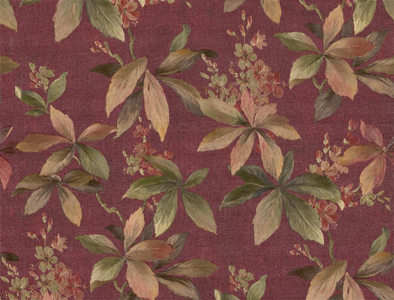 Details About Kitchen Marquis Floral Leaves Burgundy Wallpaper