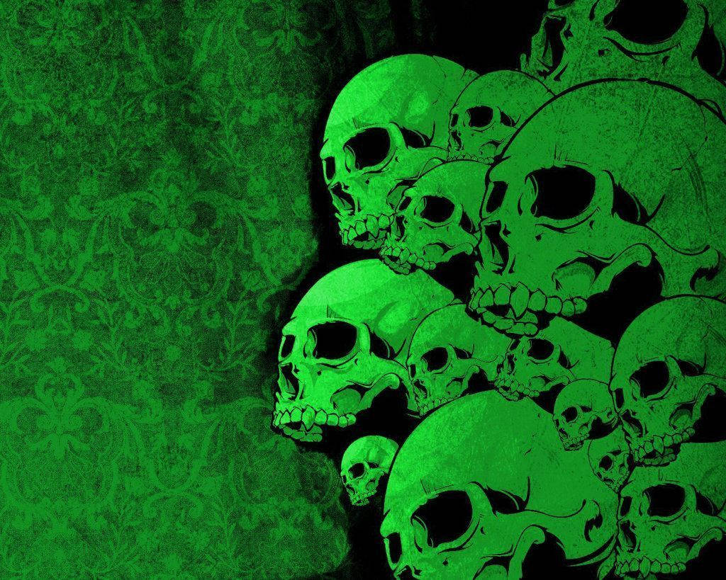 A Vibrant Green Fire Skull Wallpaper