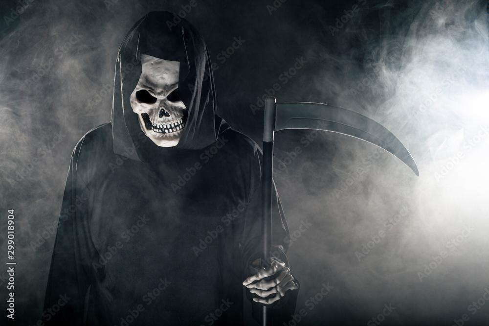 Scary Looking Grim Reaper Ghost Wielding A Scythe Or Sickle Ing