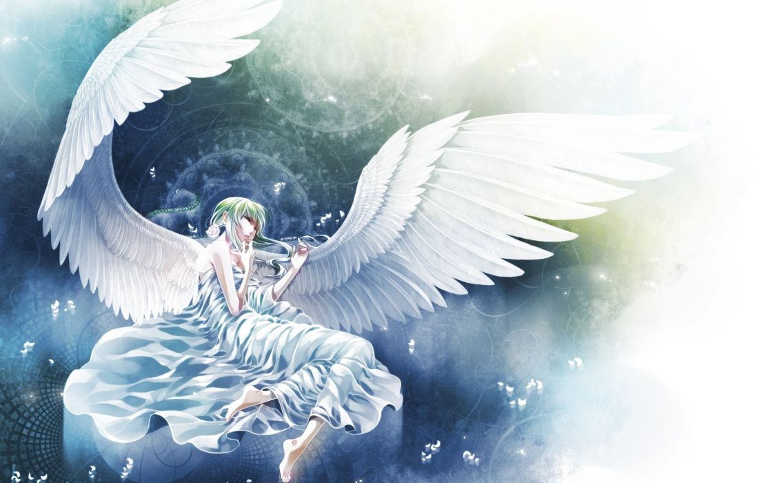 Angel anime girl blue wings wallpaper 1920x1200 525094