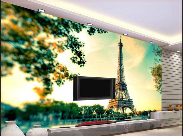 New Large Wallpaper Custom Eiffel Tower World Mural Wall
