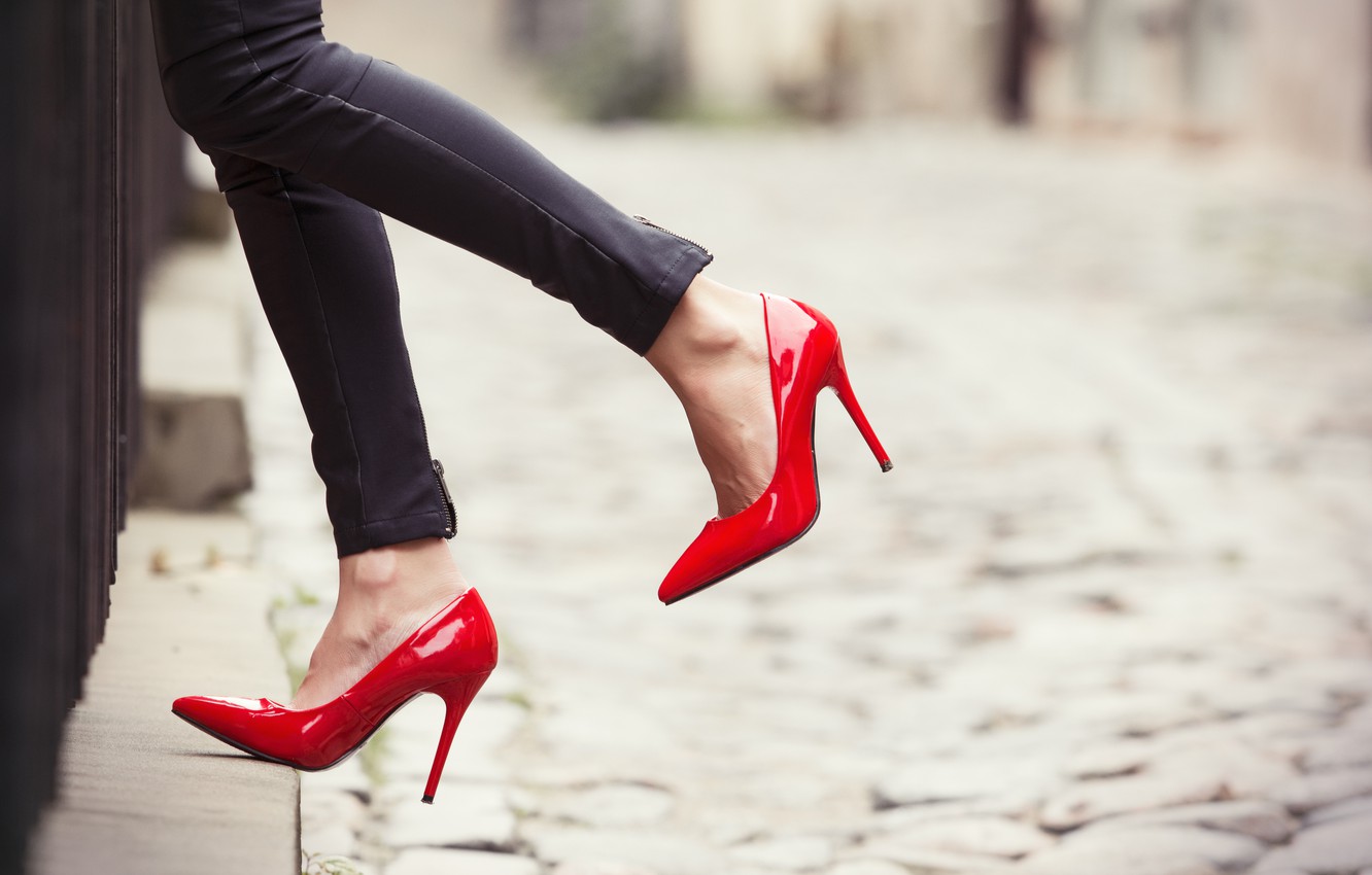 Wallpaper Red Woman Jeans Heels Image For Desktop Section