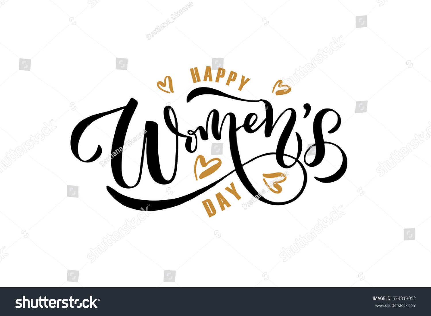 Happy Womens Day Text International Womens Stock Vector