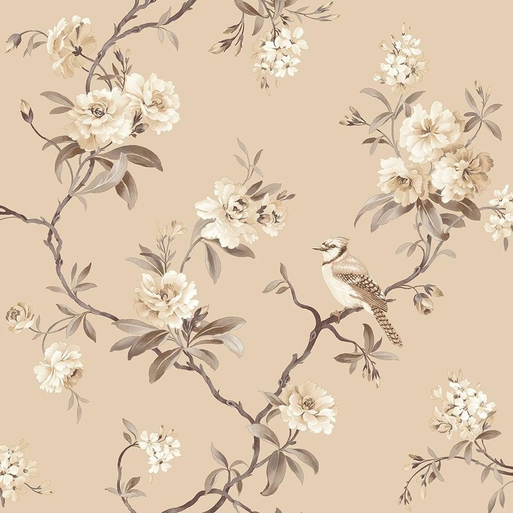 Chinoiserie Floral Wallpaper Natural Fd40767 From I