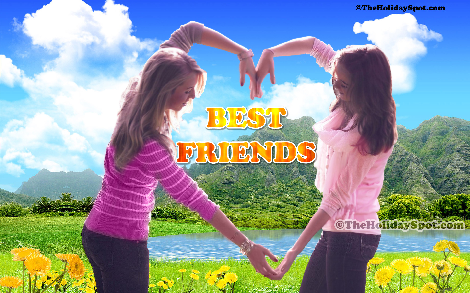 High Quality wallpaper on friendship featuring two friend sharing