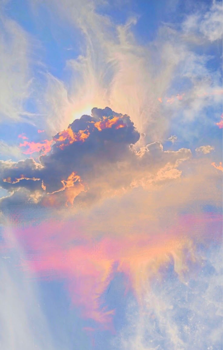 Pink And Blue Clouds In The Sky Wallpaper
