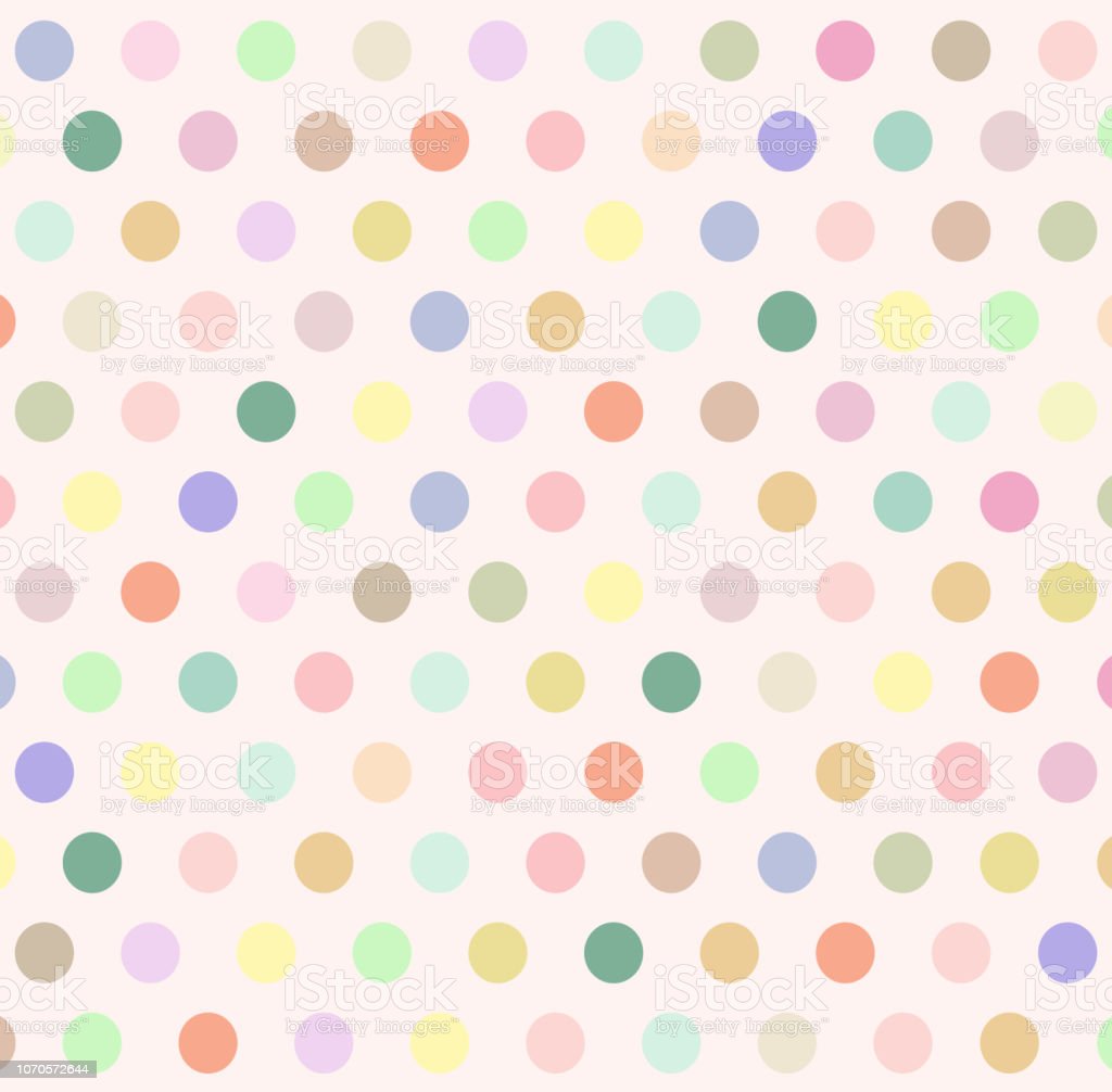 Abstract Background With Colorful Pastel Polka Dot On Beige
