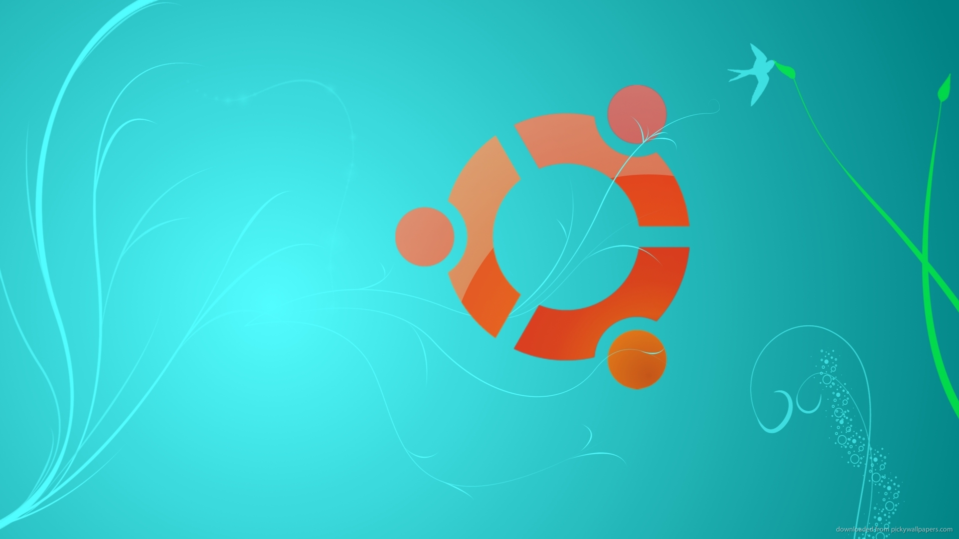 HD Ubuntu Logo On Cyan Wallpaper