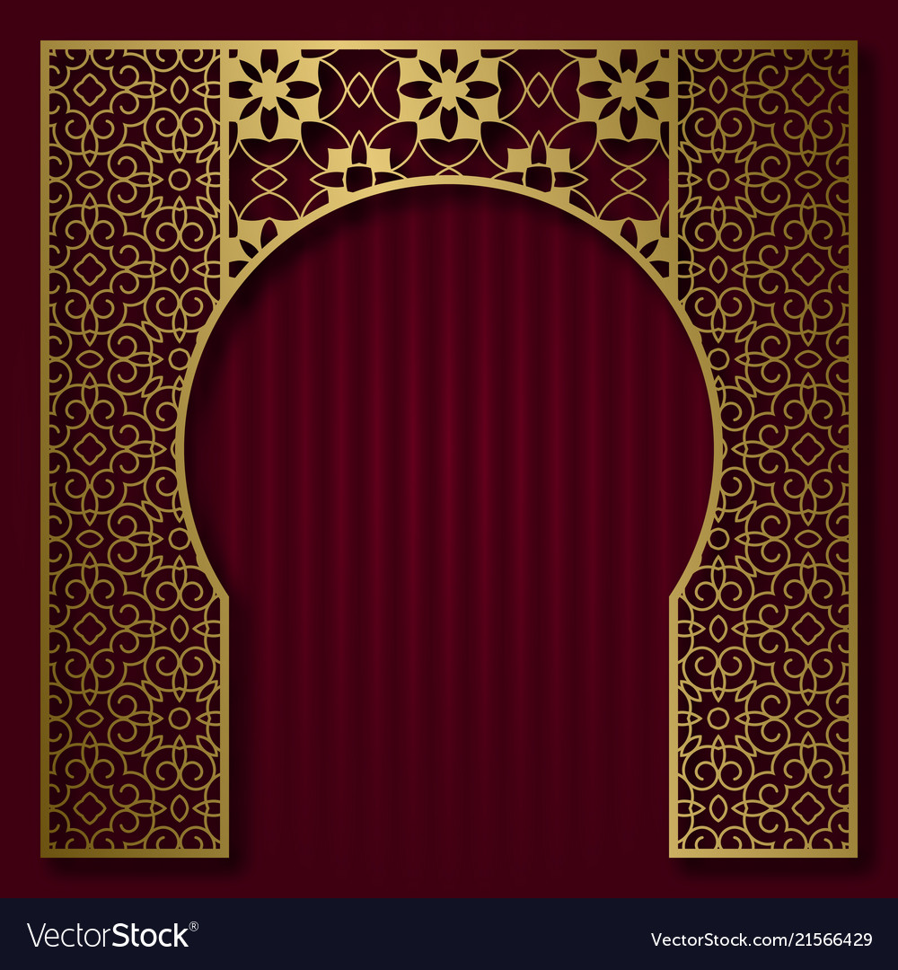 Traditional Background Patterned Arched Frame Vector Image