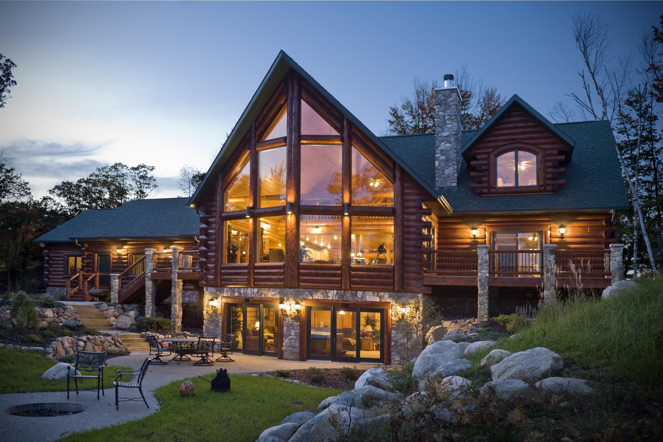 Natural Log Cabin House Neoclassical Architecture Home Design